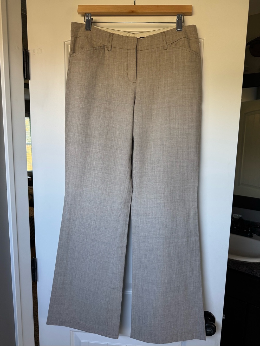 Express Boot-Cut Dress Pants in Light Taupe